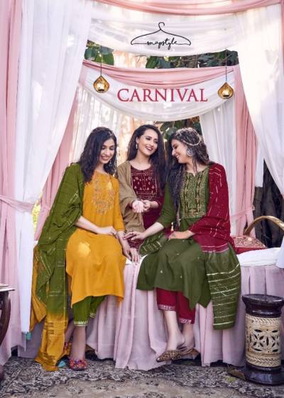 Carnival By Snapstyle Fancy Embroidery Kurti With Pant And Dupatta